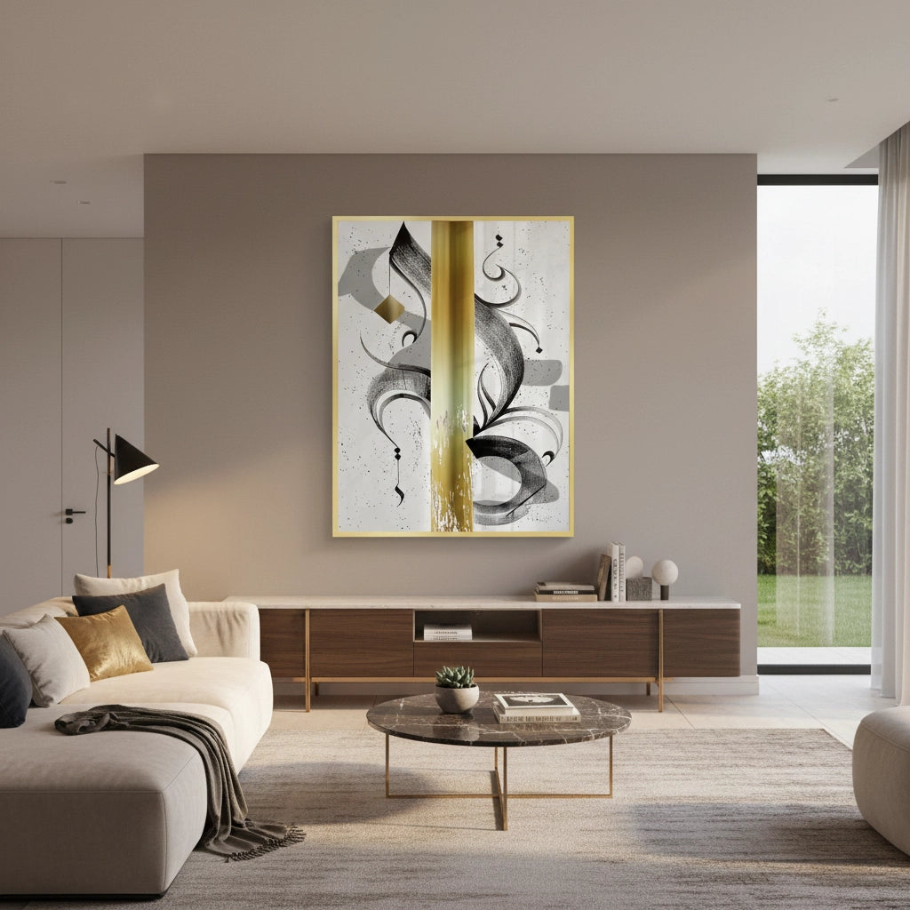 2Modern Black & Gold Calligraphy - Fine Art