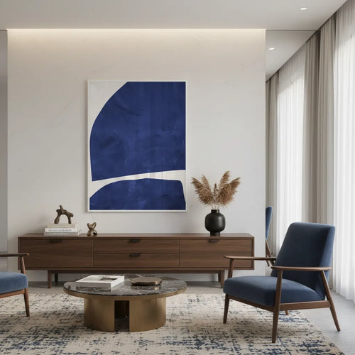 Modern Blue Curve  - Fine Art