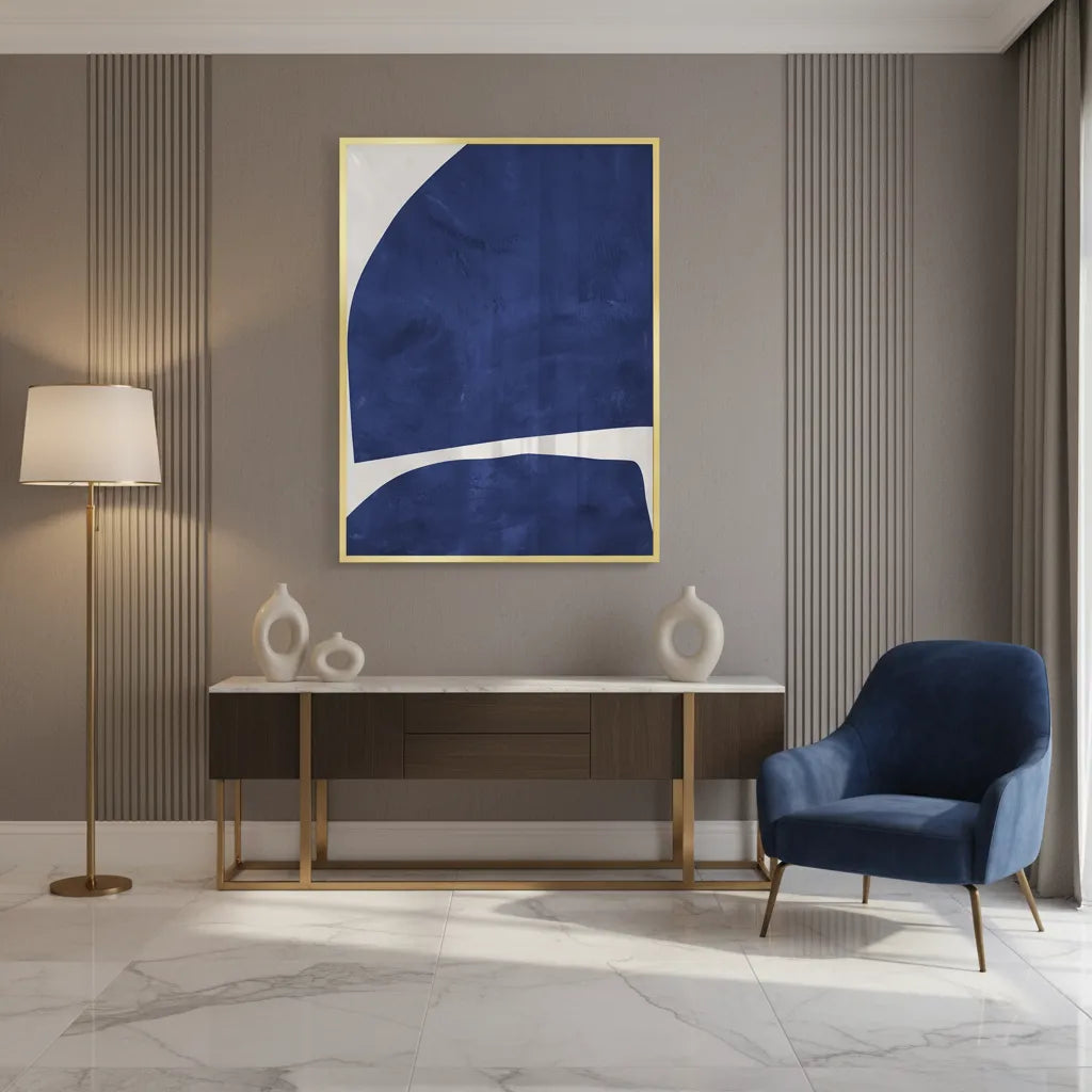 Modern Blue Curve  - Fine Art - Jasmineart.ae