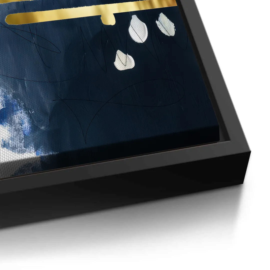 Modern Blue Gold Foil - Canvas - Jasmineart.ae