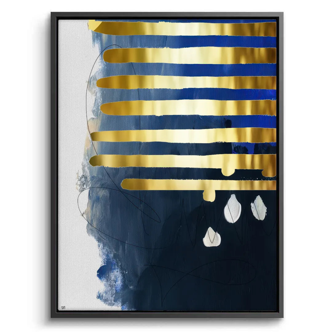 Modern Blue Gold Foil - Canvas - Jasmineart.ae