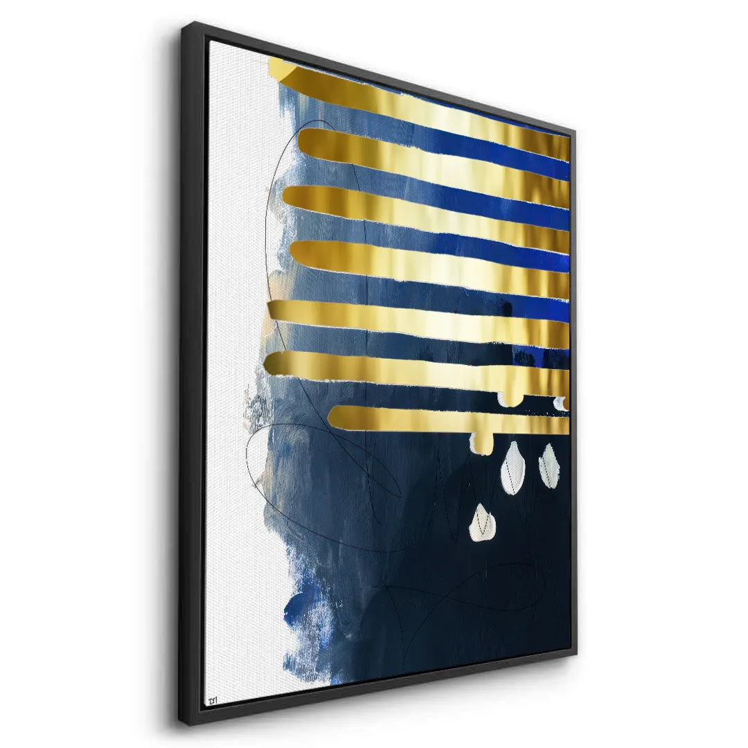 Modern Blue Gold Foil - Canvas - Jasmineart.ae