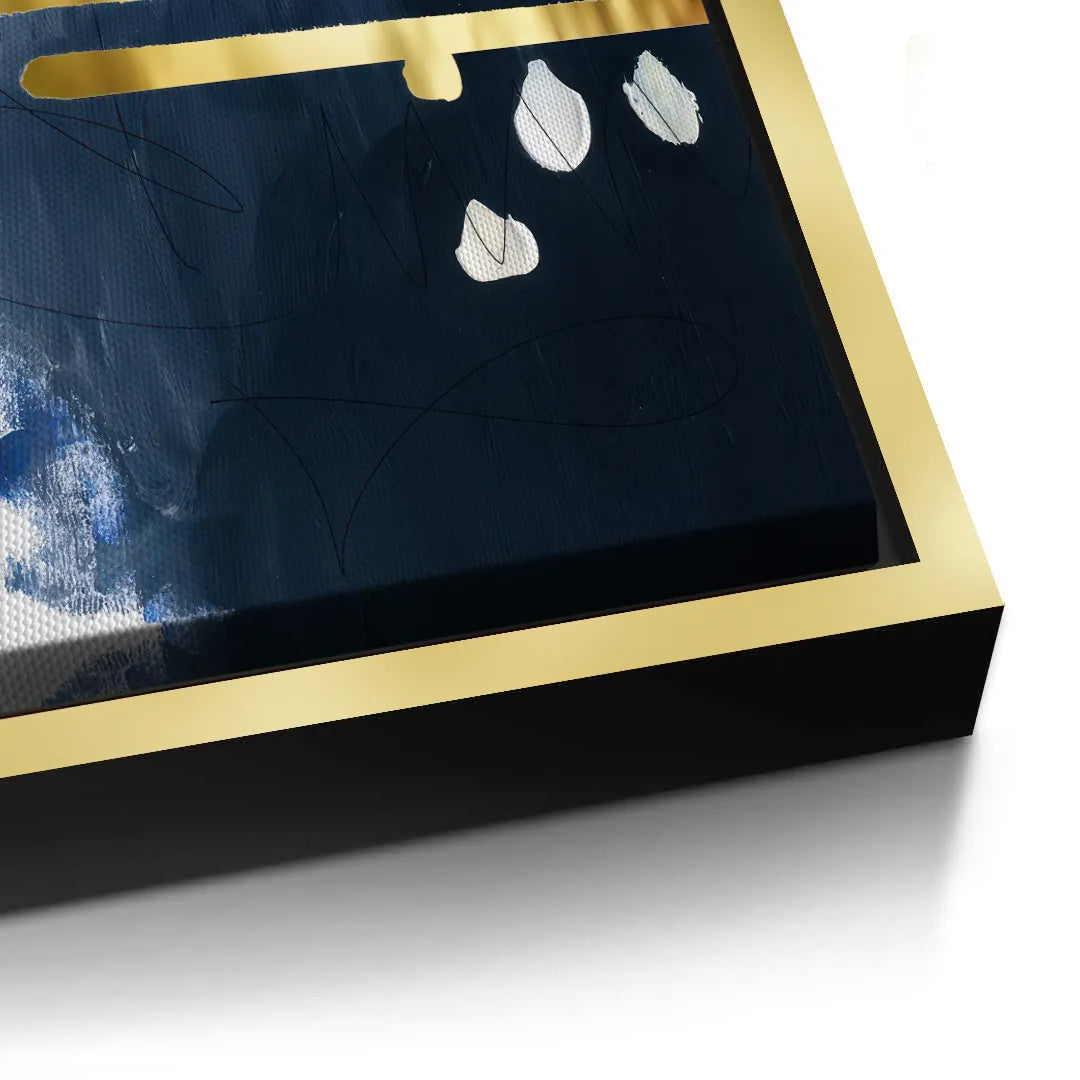 Modern Blue Gold Foil - Canvas - Jasmineart.ae