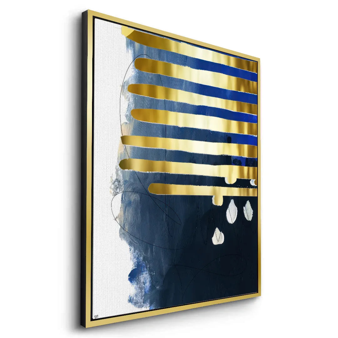Modern Blue Gold Foil - Canvas - Jasmineart.ae