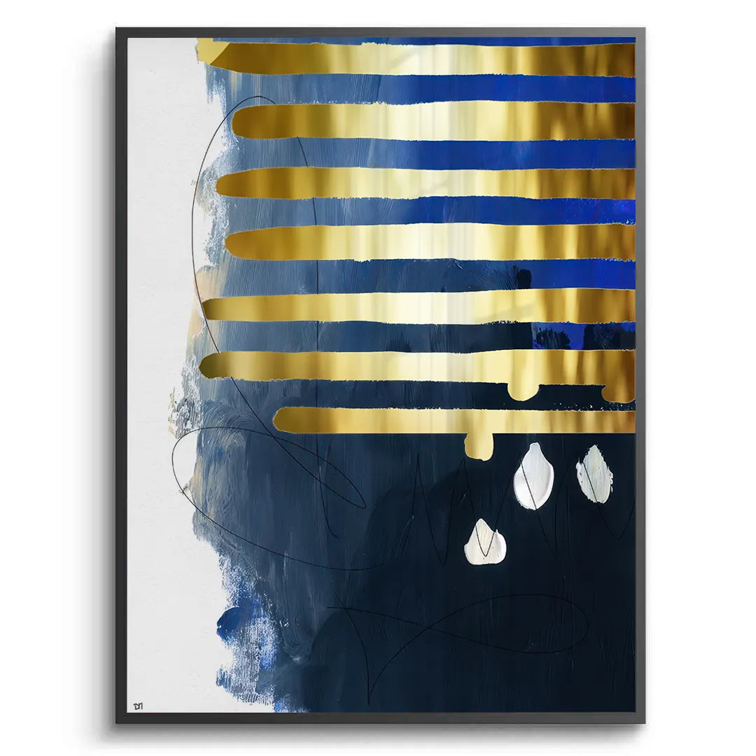 Modern Blue Gold Foil - Fine Art - Jasmineart.ae