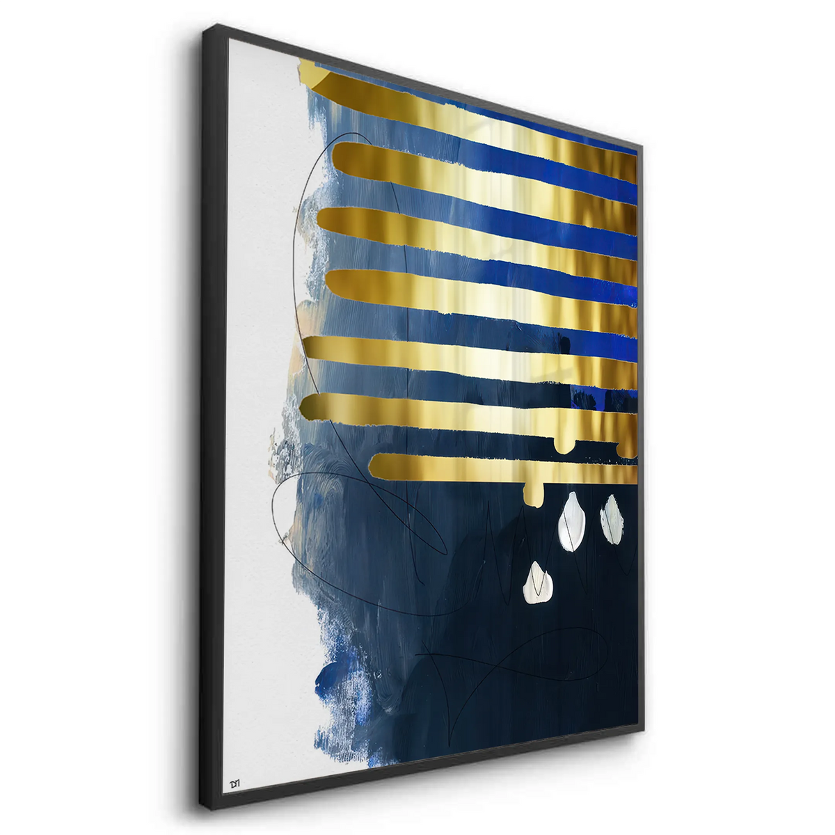 Modern Blue Gold Foil - Fine Art - Jasmineart.ae