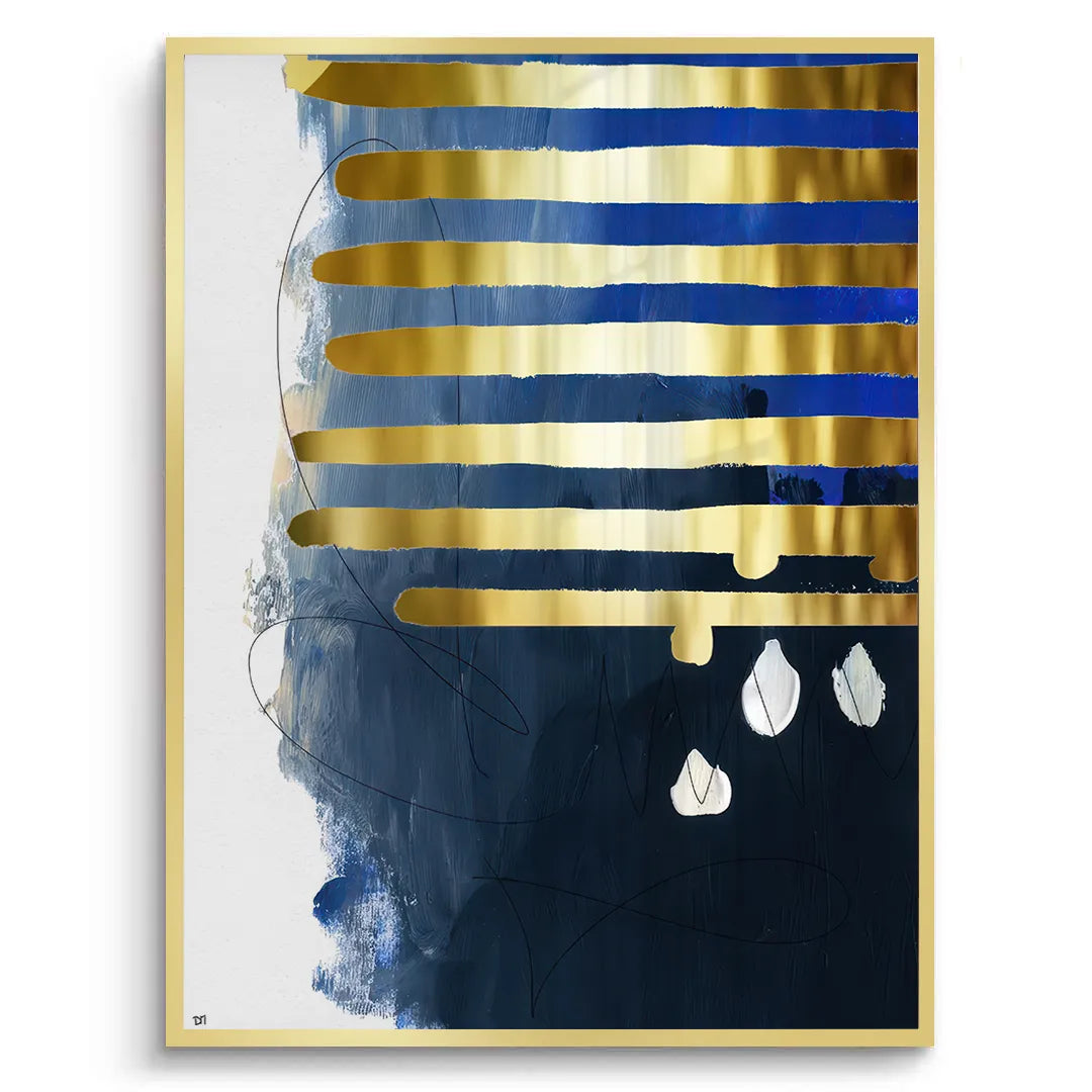 Modern Blue Gold Foil - Fine Art - Jasmineart.ae