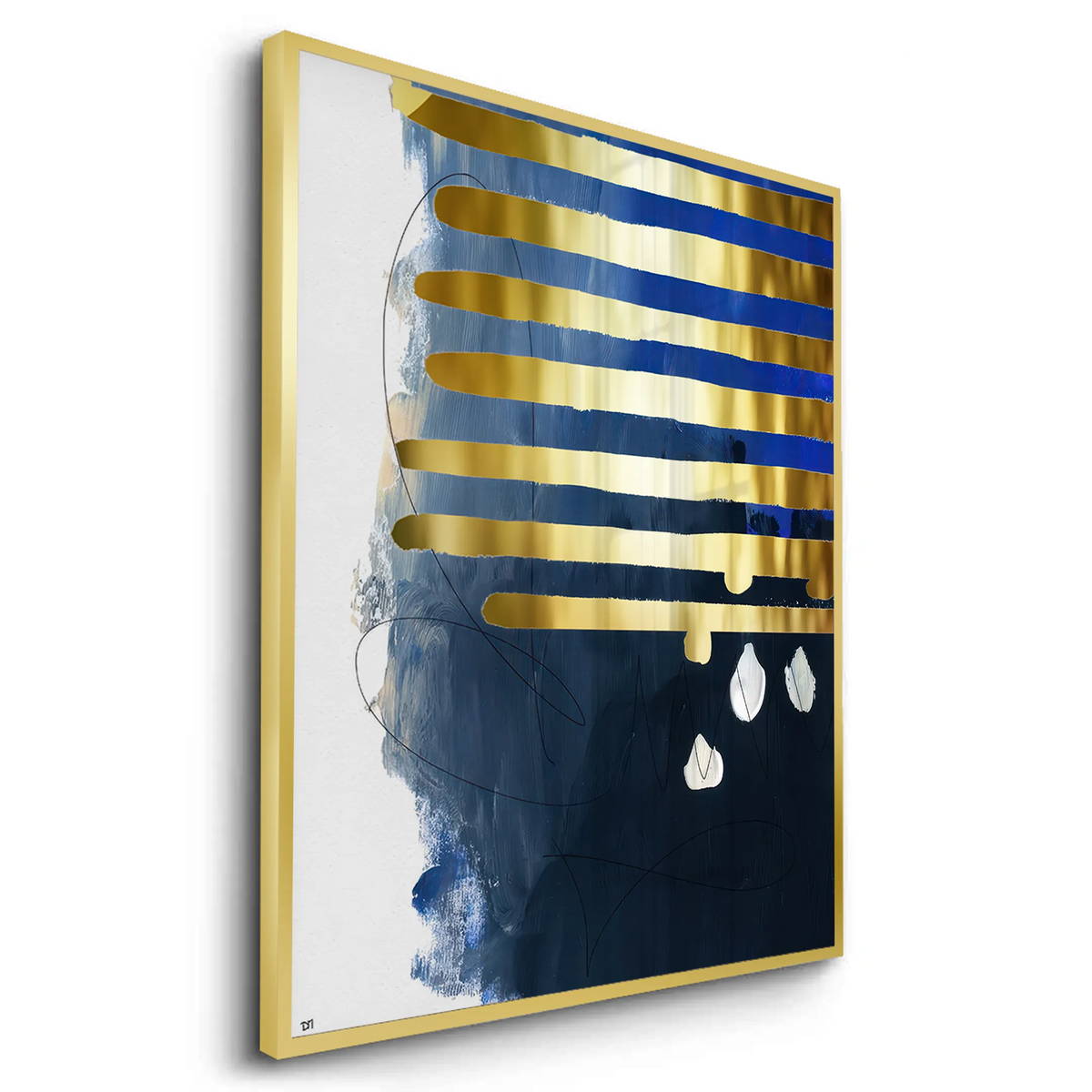 Modern Blue Gold Foil - Fine Art - Jasmineart.ae