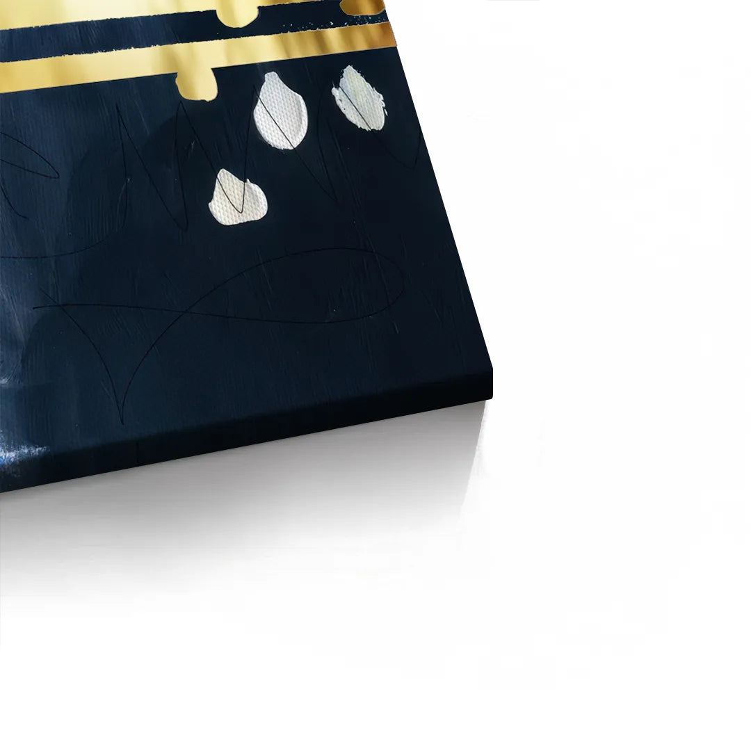 Modern Blue Gold Foil - Canvas - Jasmineart.ae