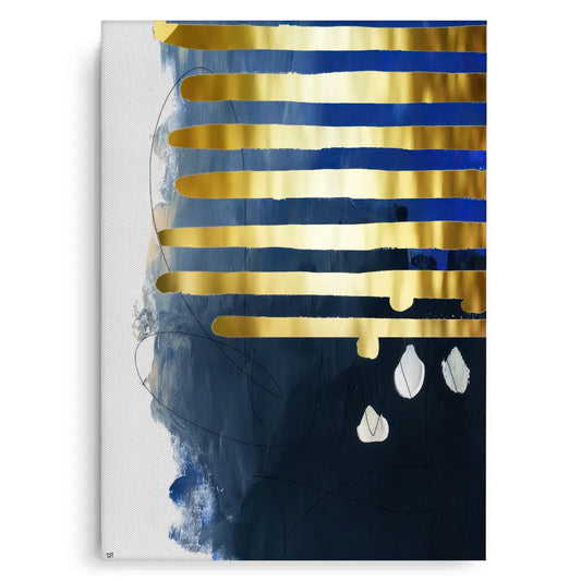 Modern Blue Gold Foil - Canvas