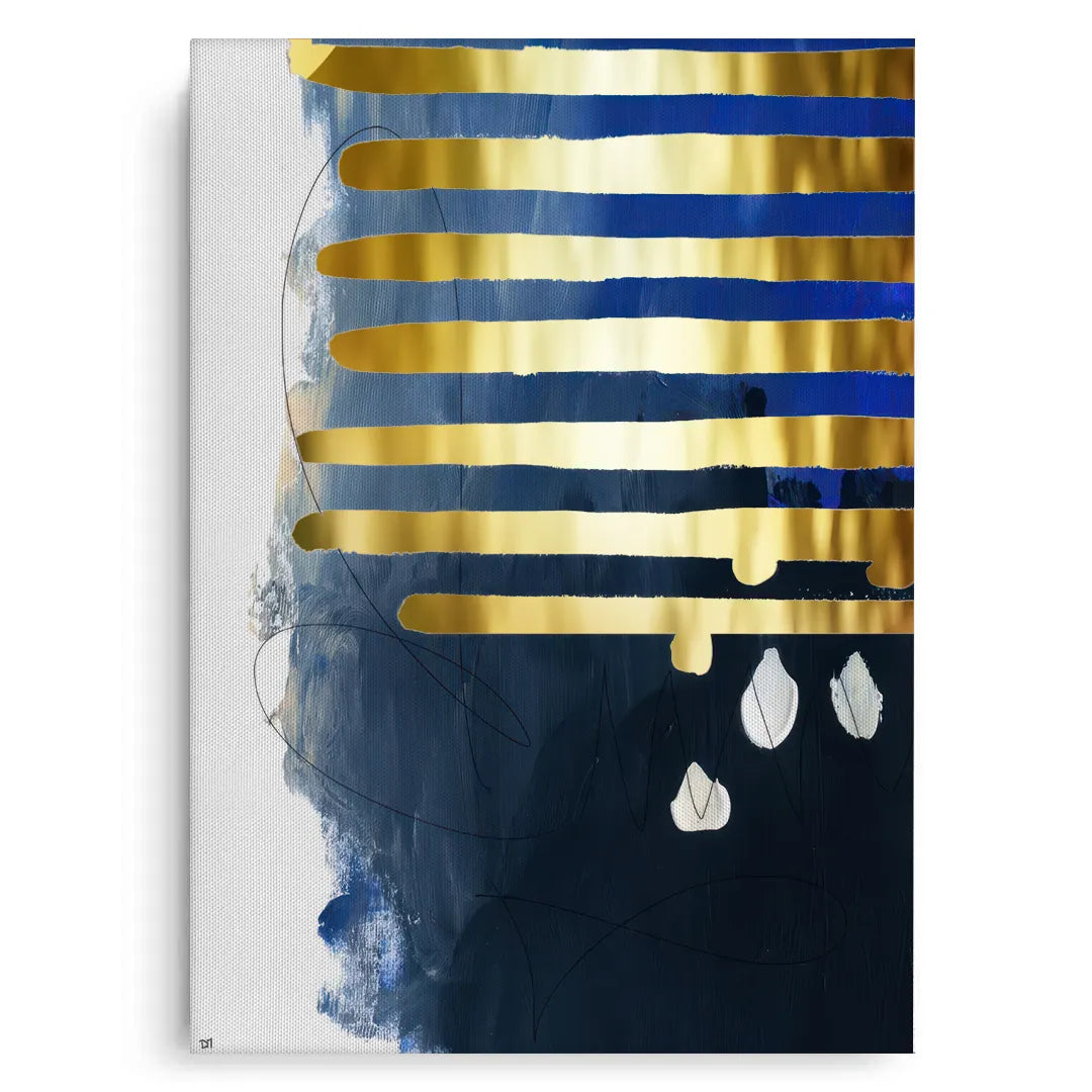 Modern Blue Gold Foil - Canvas - Jasmineart.ae