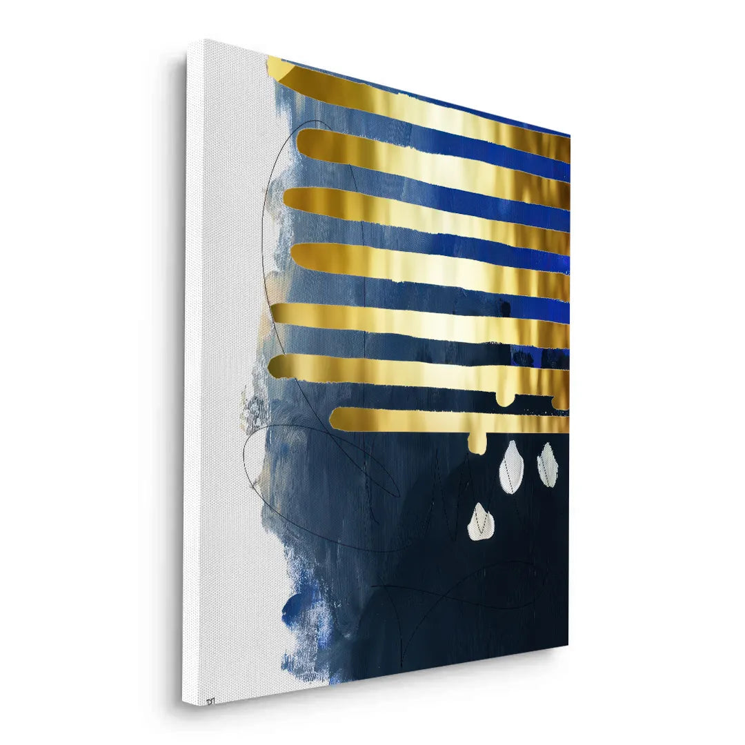 Modern Blue Gold Foil - Canvas - Jasmineart.ae
