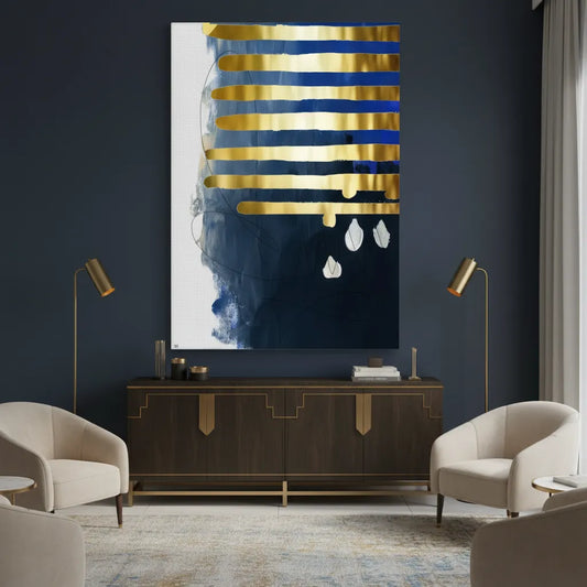 Modern Blue Gold Foil - Canvas