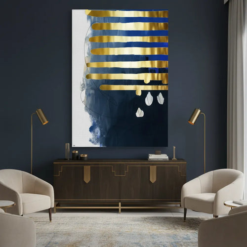 Modern Blue Gold Foil - Canvas