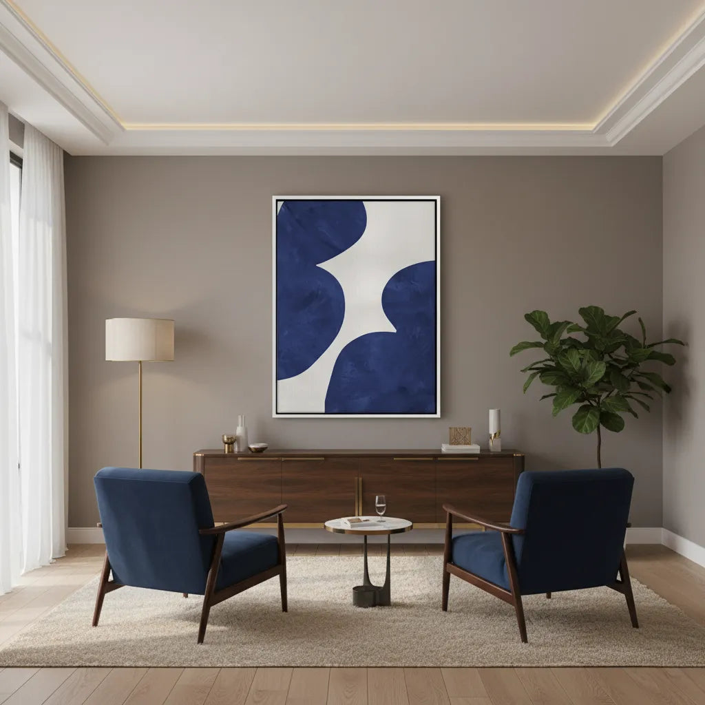 Modern Blue and Beige - Canvas - Jasmineart.ae