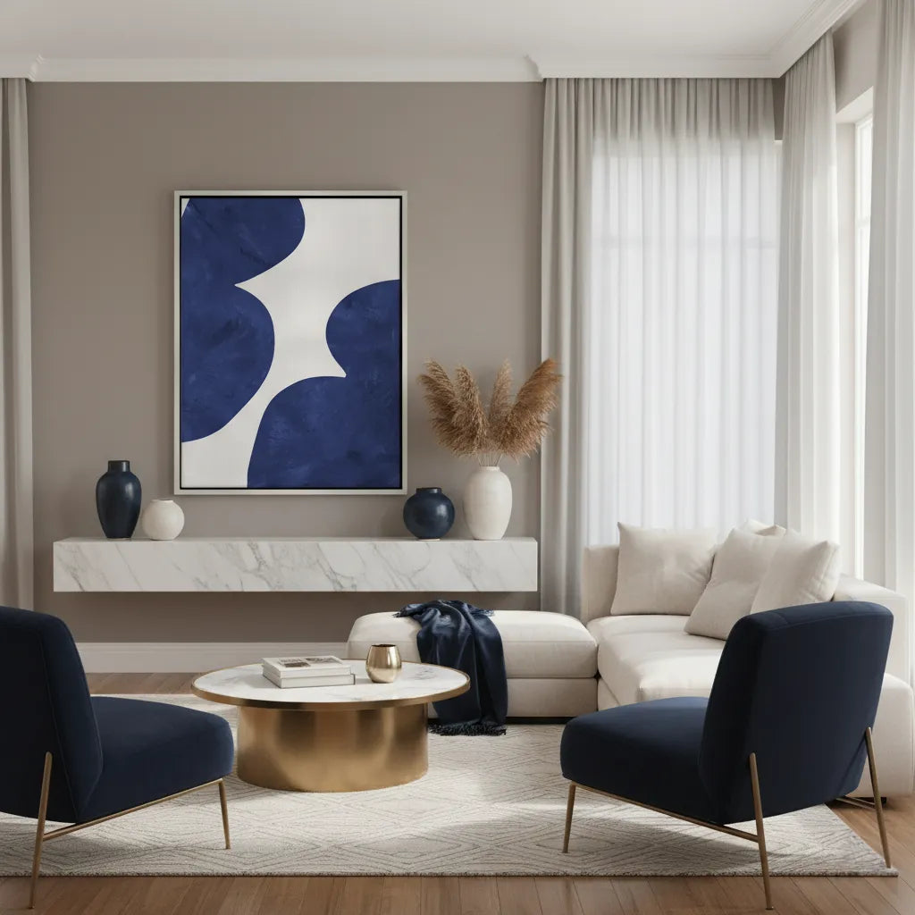Modern Blue and Beige - Canvas - Jasmineart.ae