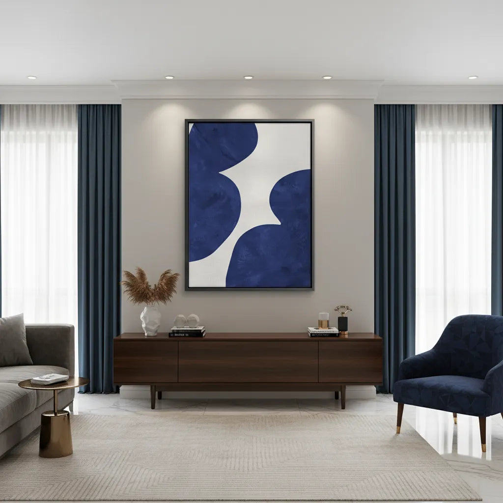 Modern Blue and Beige - Canvas - Jasmineart.ae