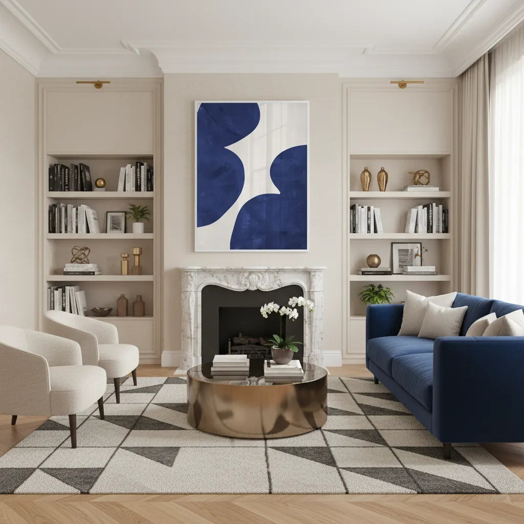 Modern Blue and Beige - Fine Art - Jasmineart.ae