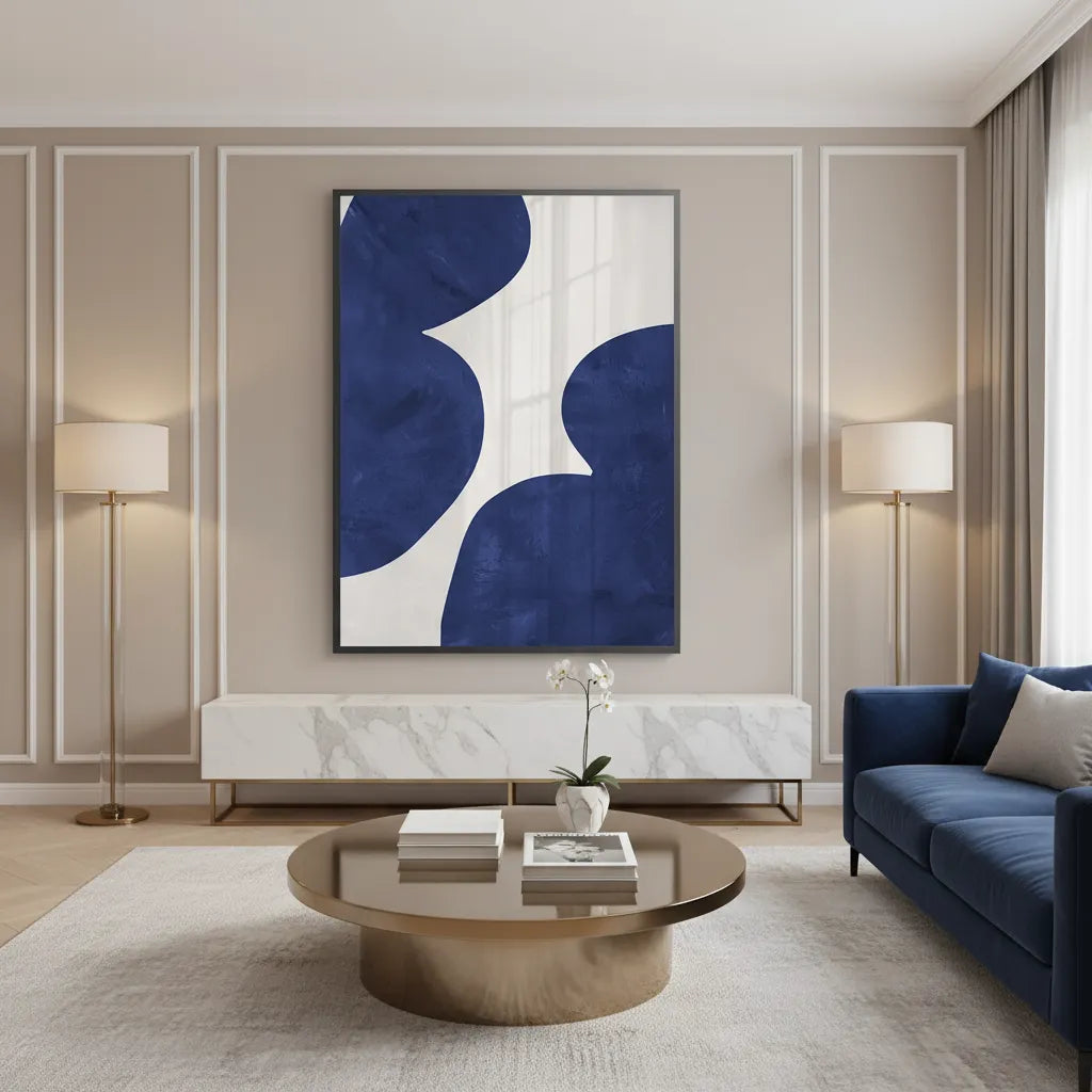Modern Blue and Beige - Fine Art - Jasmineart.ae