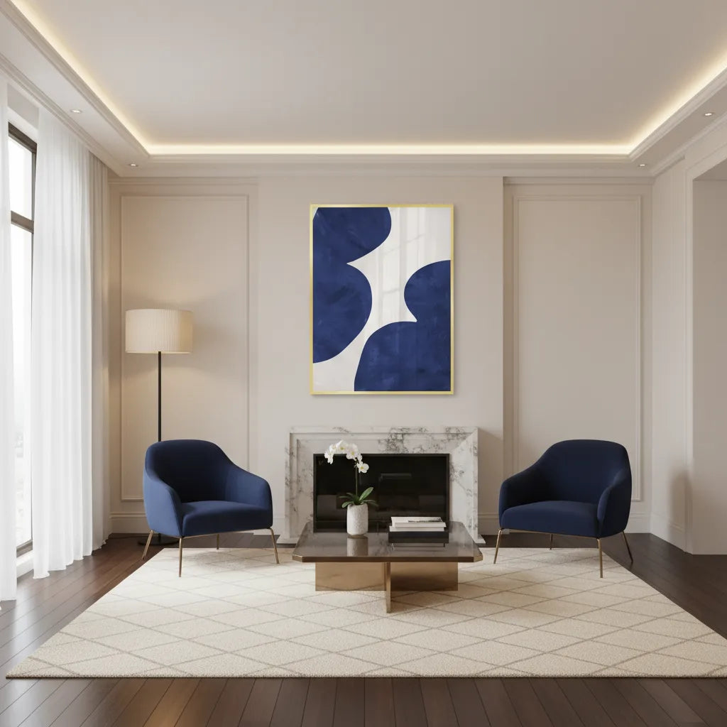 Modern Blue and Beige - Fine Art - Jasmineart.ae