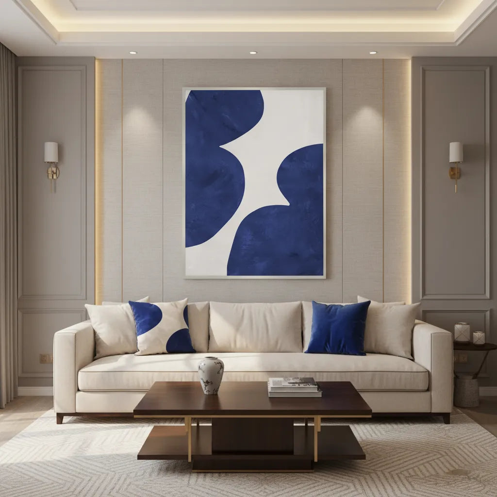 Modern Blue and Beige - Fine Art - Jasmineart.ae
