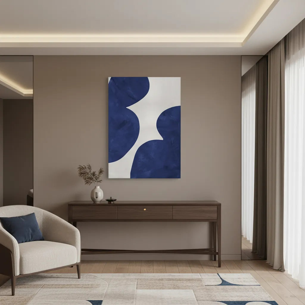 Modern Blue and Beige - Canvas - Jasmineart.ae