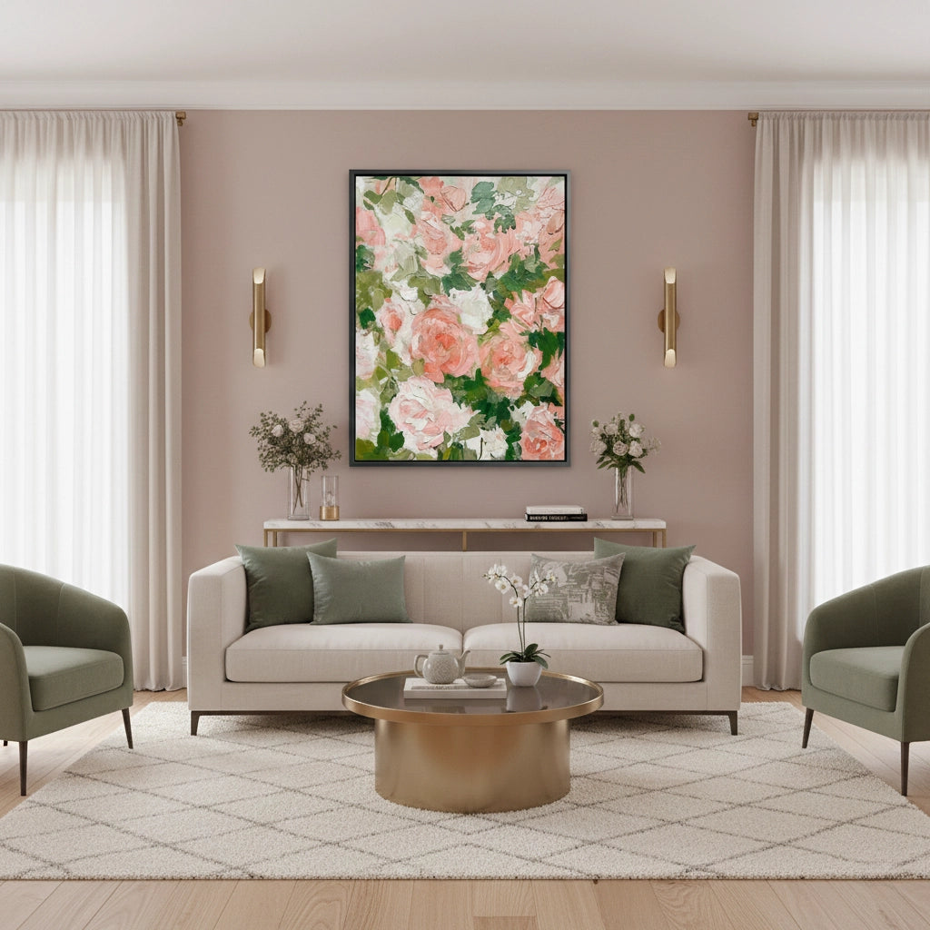 2Modern Blush Floral Painting #MBFL110