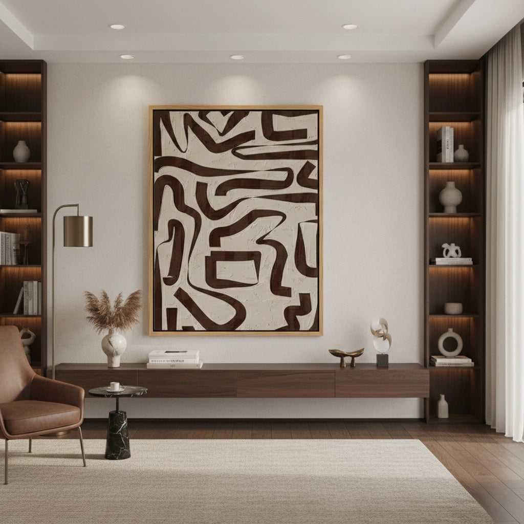 2Modern Brown Labyrinth Painting #MBLA110