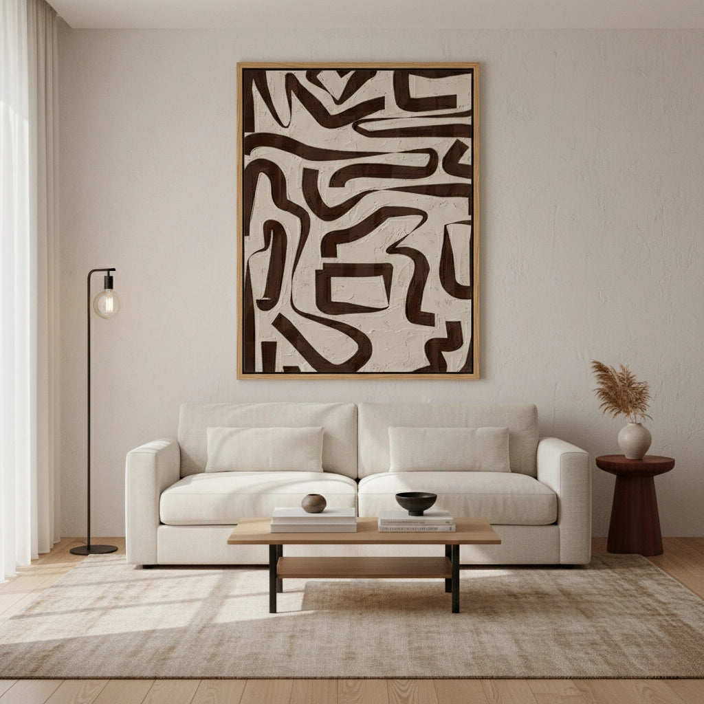 2Modern Brown Labyrinth Painting #MBLA110