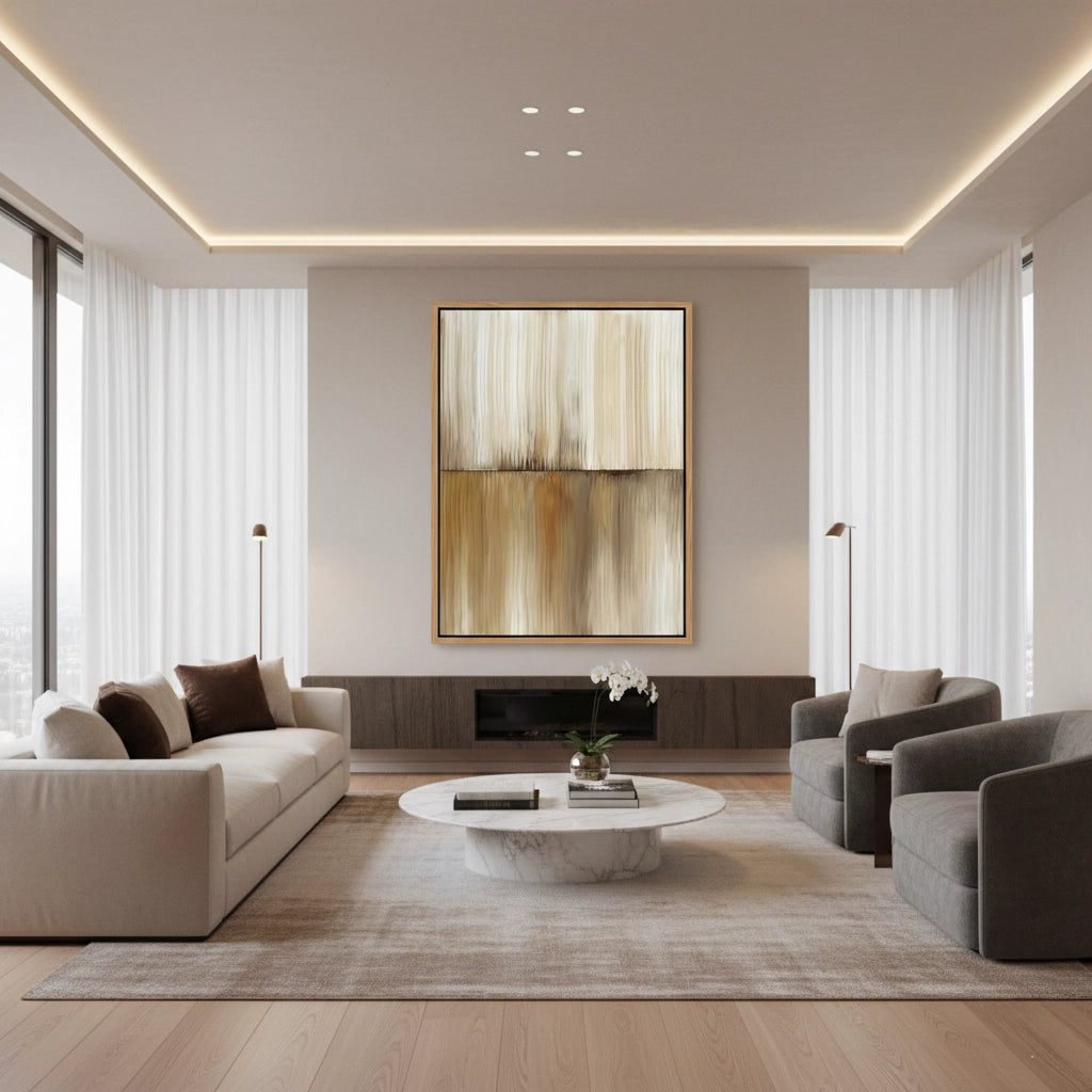 2Modern Caramel Linear Painting #MCLI110