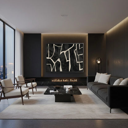 Modern Charcoal Fracture Painting #MCFR110