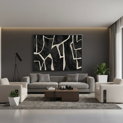 Modern Charcoal Fracture Painting #MCFR110