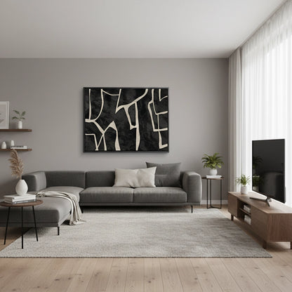 Modern Charcoal Fracture Painting #MCFR110