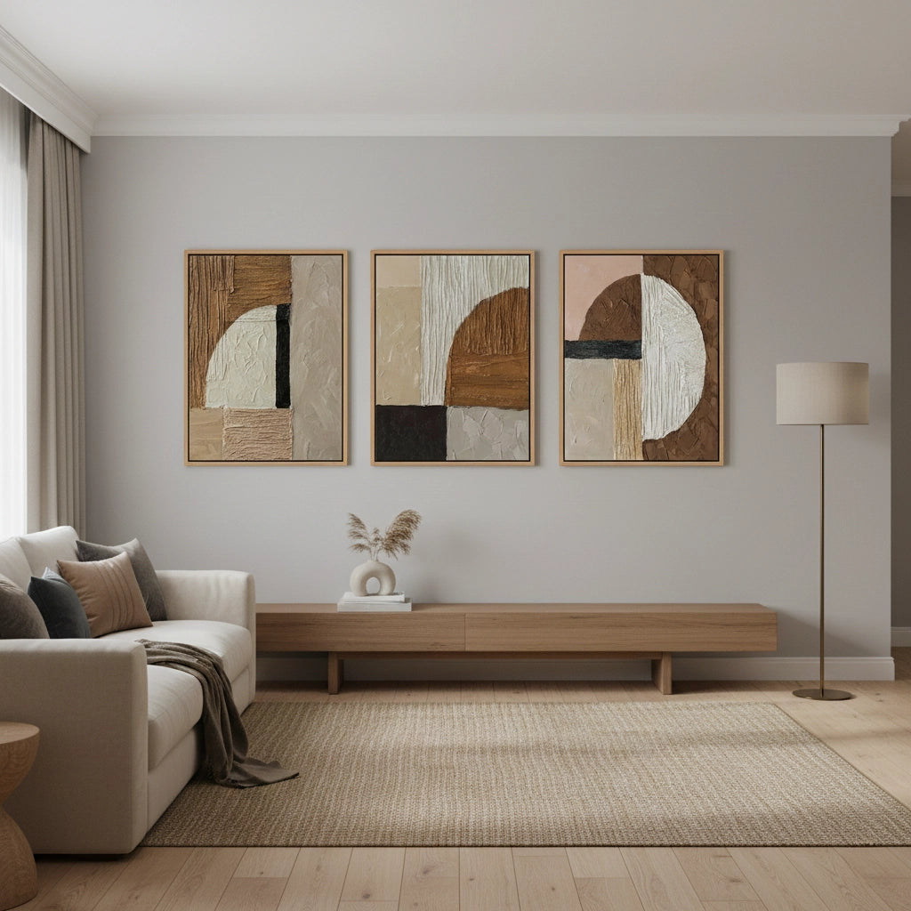 2Modern Earthy Triptych Painting Set of 3 #METP110