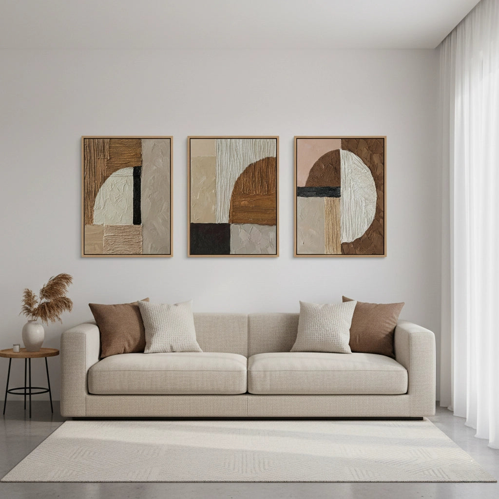 2Modern Earthy Triptych Painting Set of 3 #METP110