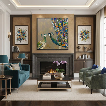 Modern Emerald Peacock Painting #MEPE110