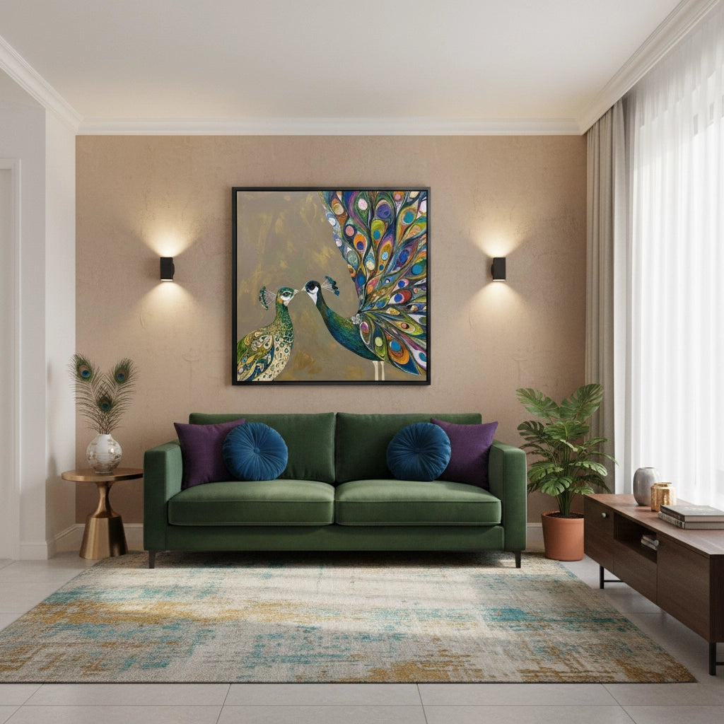 2Modern Emerald Peacock Painting #MEPE110