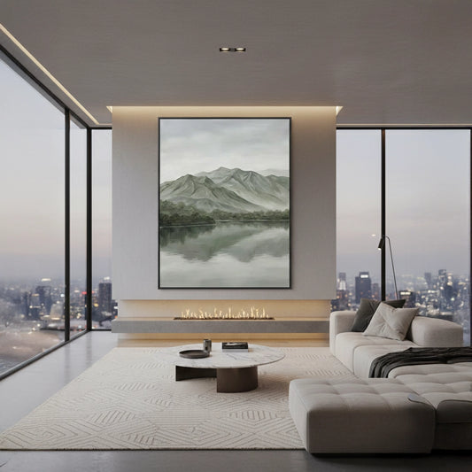 Modern Foggy Lake Painting #MFLA330