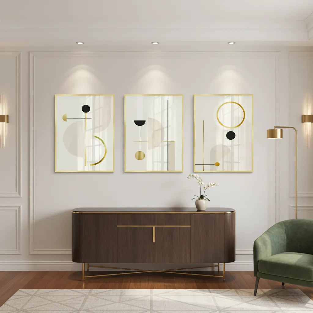 2Modern Geometric Set of 3 - Fine Art