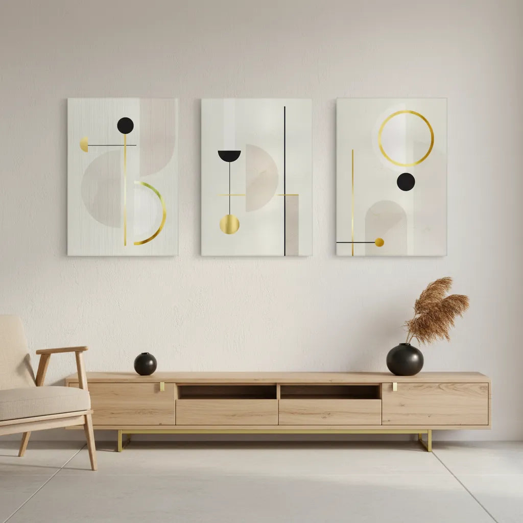 Modern Geometric Set of 3 - Canvas - Jasmineart.ae