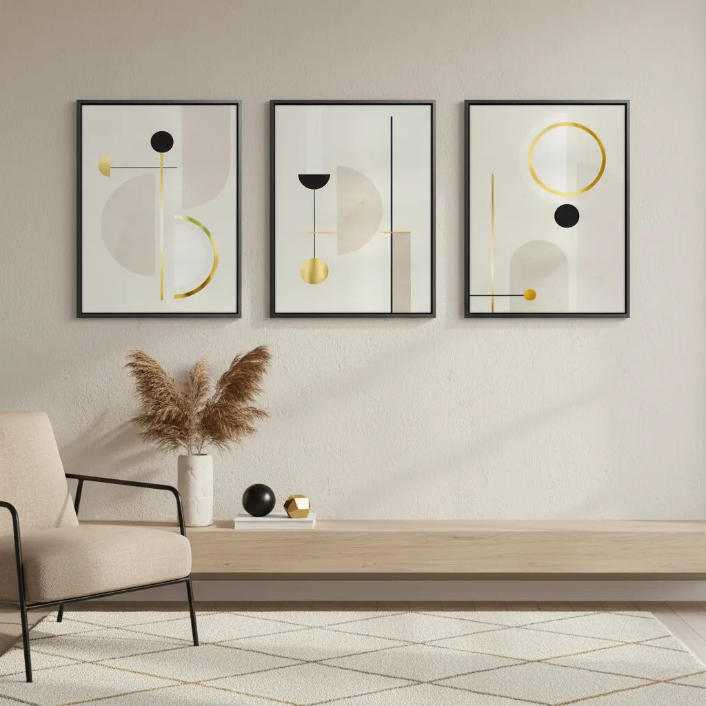 Modern Geometric Set of 3 - Canvas - Jasmineart.ae