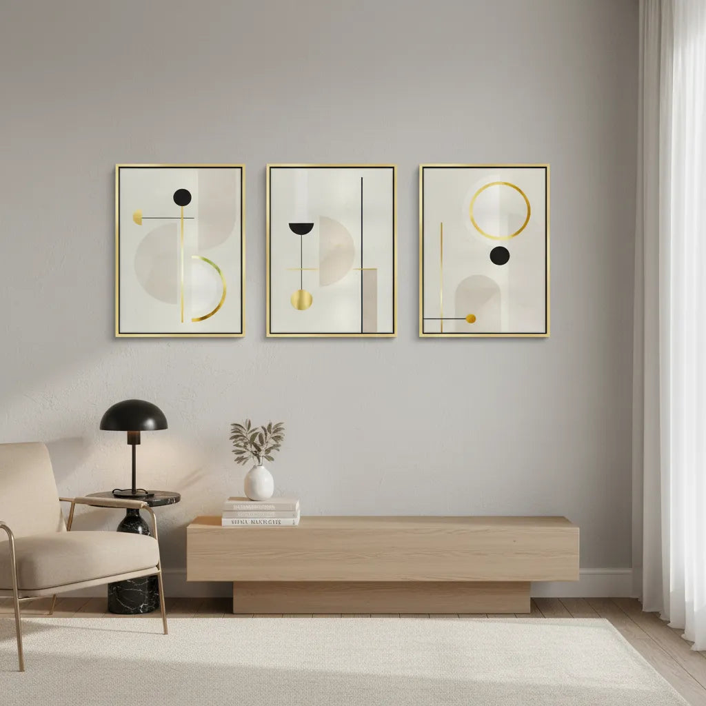 Modern Geometric Set of 3 - Canvas - Jasmineart.ae
