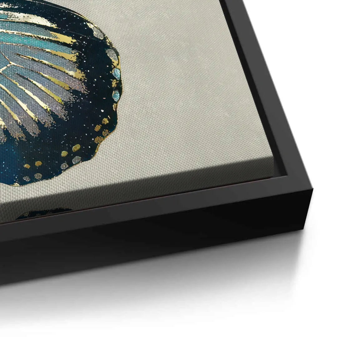 2Black frame detail on butterfly canvas print edge modern frame