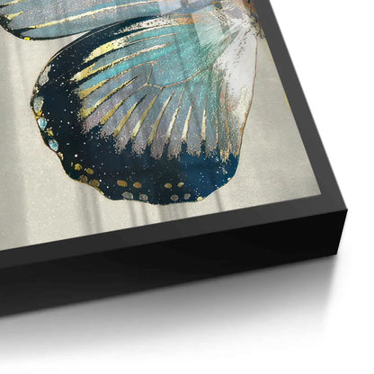 Black frame detail on 2-piece butterfly fine art print edge