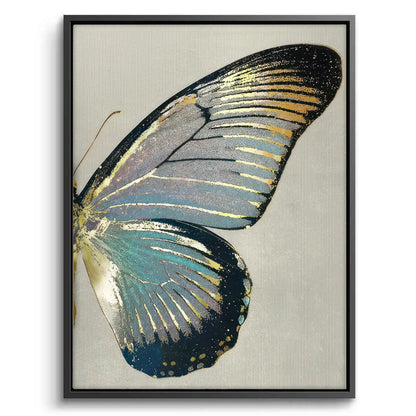 Black framed right butterfly wing canvas art blue teal colors