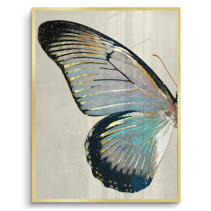 Gold framed left butterfly wing fine art print for elegant decor