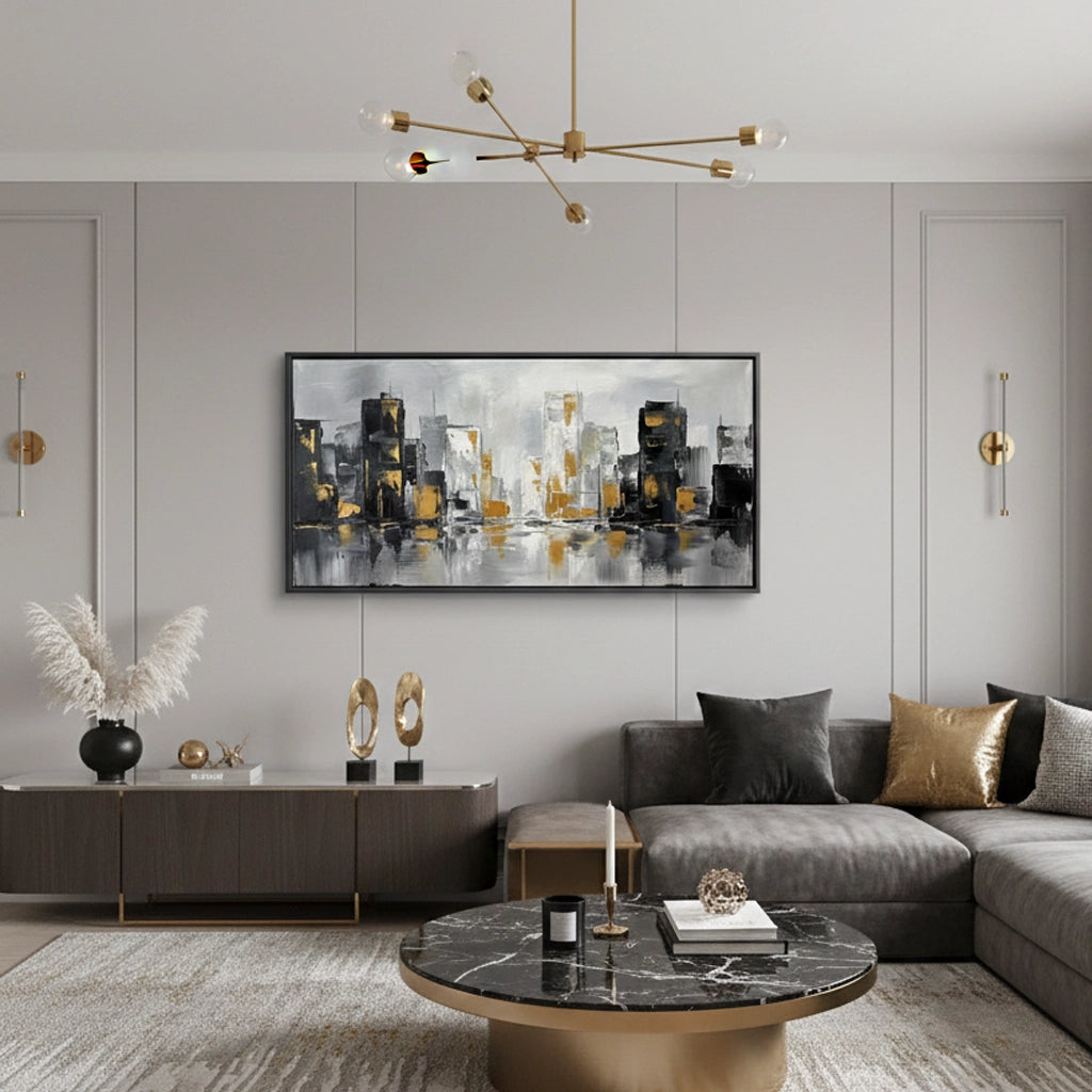 2Modern Gilded Skyline Painting #MGSP110