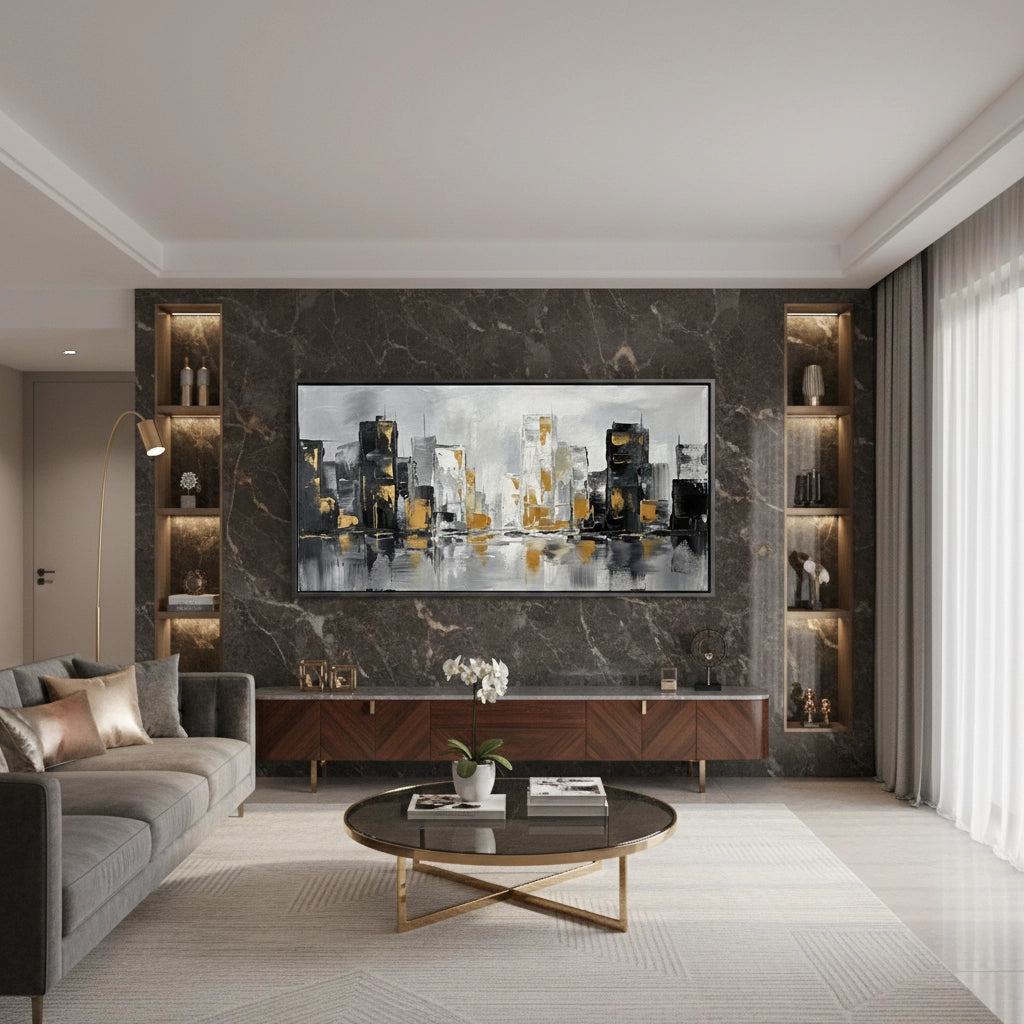 2Modern Gilded Skyline Painting #MGSP110