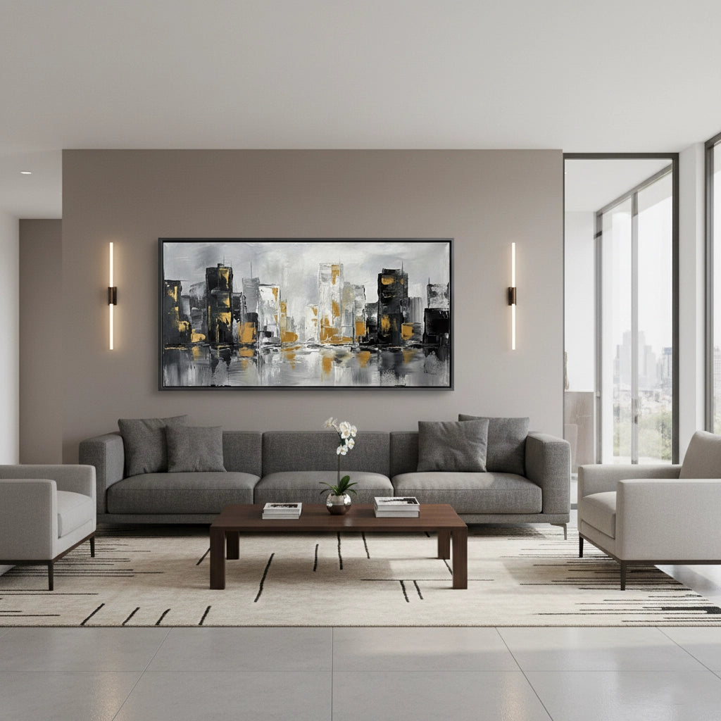 2Modern Gilded Skyline Painting #MGSP110