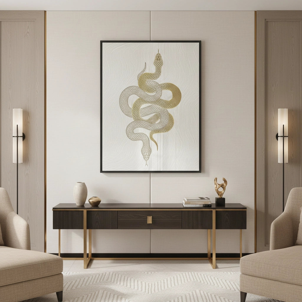 2Modern Gold Python - Fine Art